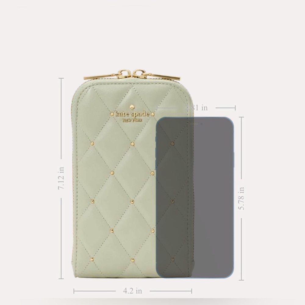 Kate Spade 18k Gold Hardware Carey Quilted Studded Phone Chain Crossbody - Picture 10 of 11